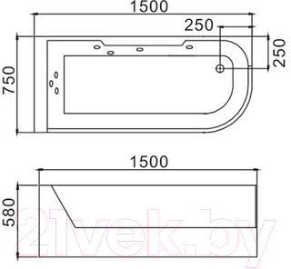 Ванна акриловая WeltWasser HB Alster 150/75 WT L