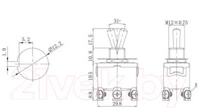 Переключатель Rexant ON-OFF-ON 36-4132-1