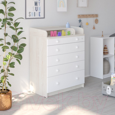Комод пеленальный Mihaylov Design Maks 805 с органайзером (сосна касцина/белый)