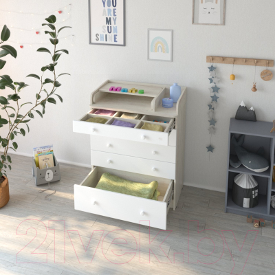 Комод пеленальный Mihaylov Design Maks 805 с органайзером (сосна касцина/белый)