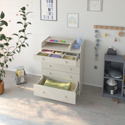 Комод пеленальный Атон Maks 805 с органайзером (сосна касцина/серый)