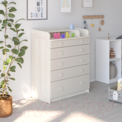 Комод пеленальный Атон Maks 805 с органайзером (сосна касцина/серый)