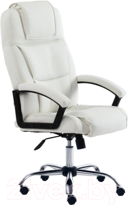 Кресло офисное Tetchair Bergamo кожзам (хром/белый 36-01) - фото