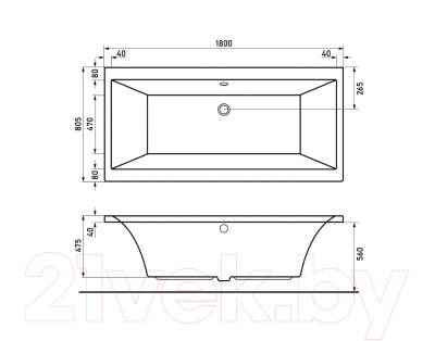 Ванна акриловая Berges Tari 180x80 / 050029