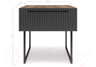 Прикроватная тумба Shtabe Gross 6101 (RAL 7012-H1181/черный)