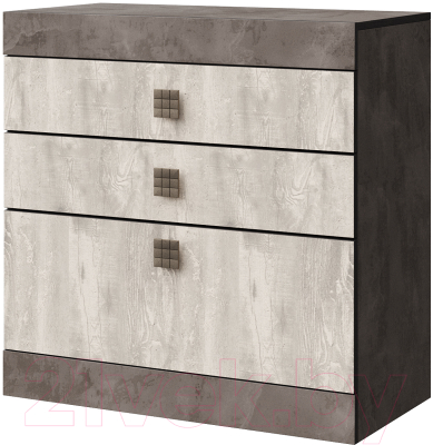 Комод Мебель-КМК Лондон 3Я 0467.11 (оникс/бетон пайн светлый) - фото