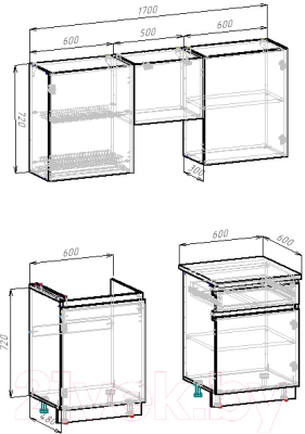 Готовая кухня ВерсоМебель Эко-7 1.7