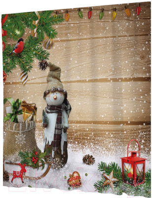 Шторка-занавеска для ванны JoyArty Обаятельный снеговик / sc_78666 - фото