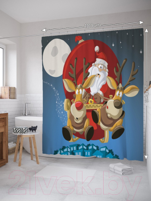 Шторка-занавеска для ванны JoyArty Волшебные сани / sc_78661