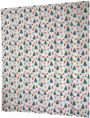 Шторка-занавеска для ванны JoyArty Лисицы в лесу / sc_78640 - фото