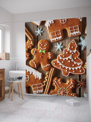 Шторка-занавеска для ванны JoyArty Праздничные пряники / sc_78633