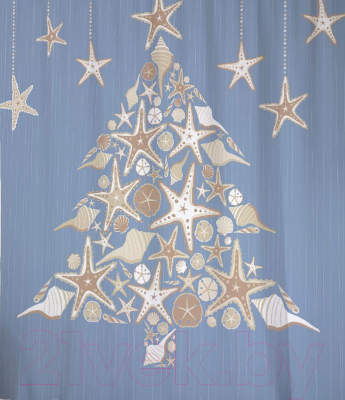 Шторка-занавеска для ванны JoyArty Звездная елка / sc_5709 - фото