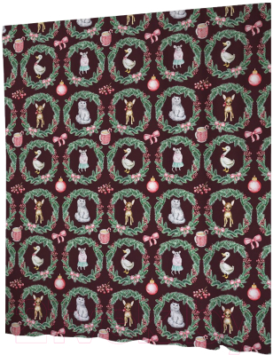 Шторка-занавеска для ванны JoyArty Новогодние гости / sc_378422 - фото