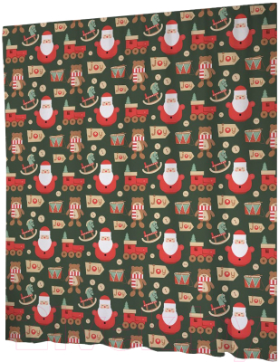 Шторка-занавеска для ванны JoyArty Новогодние деревянные игрушки / sc_290637 - фото