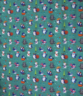 Шторка-занавеска для ванны JoyArty Зимние забавы зверей / sc_290629 - фото