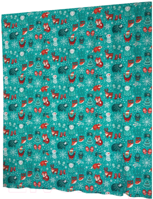 Шторка-занавеска для ванны JoyArty Новогоднее веселье у животных / sc_290621 - фото