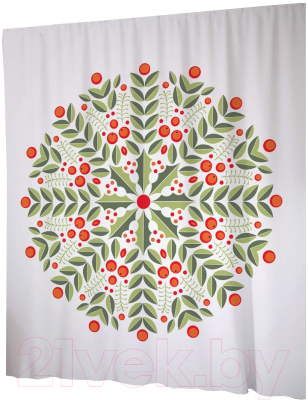 Шторка-занавеска для ванны JoyArty Снежинка из веток смородины / sc_290613 - фото