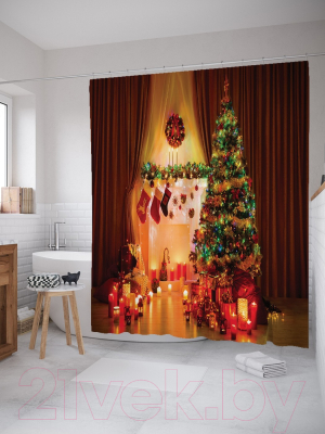 Шторка-занавеска для ванны JoyArty Праздничный уют / sc_20077