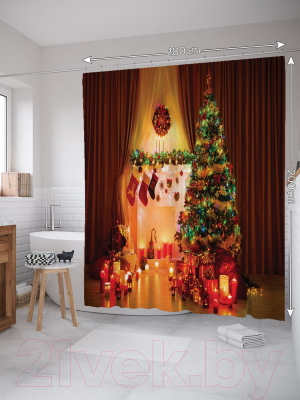 Шторка-занавеска для ванны JoyArty Праздничный уют / sc_20077