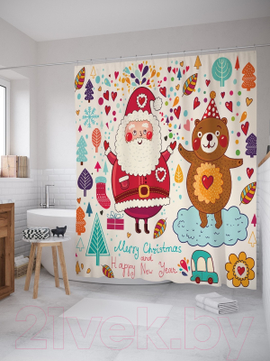 Шторка-занавеска для ванны JoyArty Новогодние краски / sc_20031