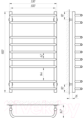 Полотенцесушитель электрический Laris Стандарт П9 500x900