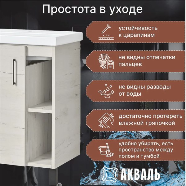 Тумба под умывальник Акваль Лофт / В2.4.01.6.6.1