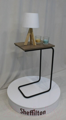 Приставной столик Sheffilton SHT-CT9 (дуб галифакс табак/черный муар)
