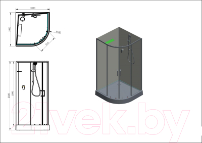 Душевая кабина Aquanet Passion Evo R 100 / 281965