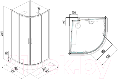 Душевая кабина Aquanet Passion Evo R 90 / 267253