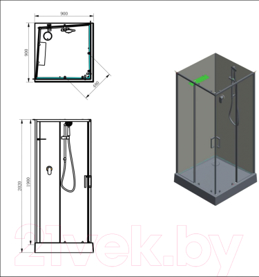 Душевая кабина Aquanet Passion Evo S 90 / 281963