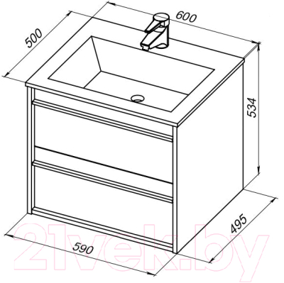 Тумба с умывальником Aquanet Lino 60 / 271943