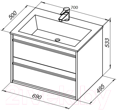 Тумба с умывальником Aquanet Lino 70 / 271946