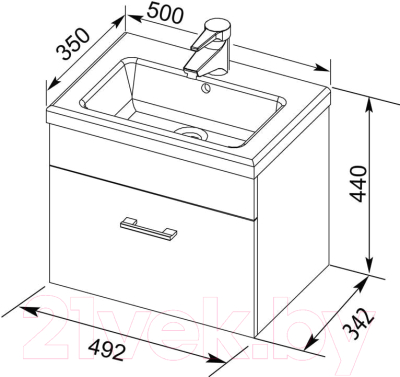 Тумба с умывальником Aquanet Верона 50 / 287665