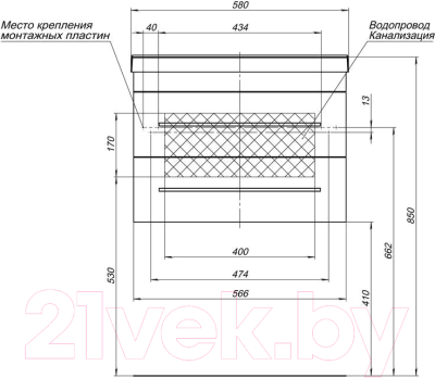 Тумба с умывальником Aquanet Верона 58 / 287669