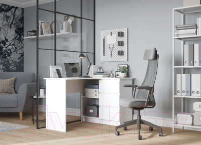 Письменный стол ДСВ Мори универсальный МС-16 (белый)