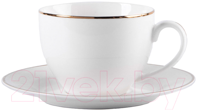 Чашка с блюдцем Happy Gifts Gold / 32502 - фото