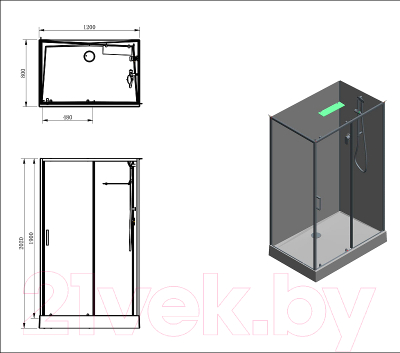 Душевая кабина Aquanet Passion Evo 120L / 282012