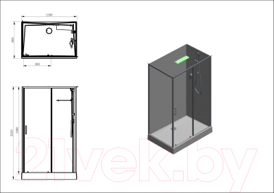 Душевая кабина Aquanet Passion Evo 120L / 281973