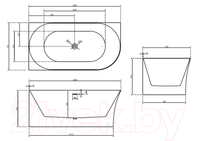 Ванна акриловая Abber AB9258-1.5 R