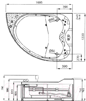 Ванна акриловая Gemy G9086 B R