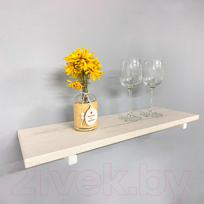 Полка Millwood Настенная с кронштейном 40x20 (дуб белый Craft/белый)
