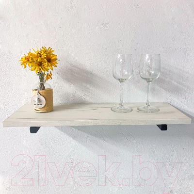 Полка Millwood Настенная с кронштейном 80x20 (дуб белый Craft/черный)