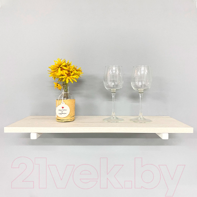 Полка Millwood Настенная с кронштейном 80x20 (дуб белый Craft/белый)