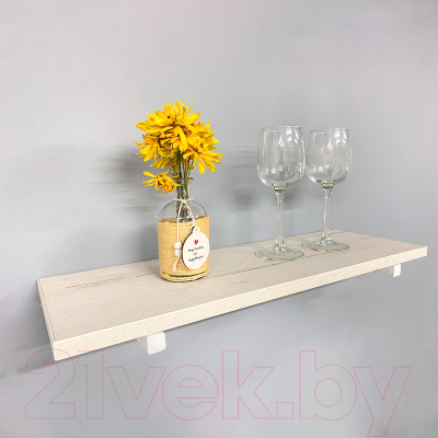 Полка Millwood Настенная с кронштейном 80x20 (дуб белый Craft/белый)