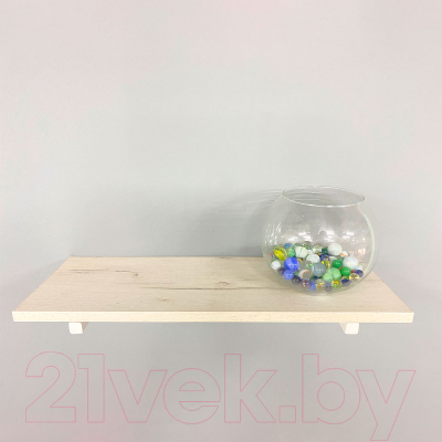 Полка Millwood Настенная с кронштейном 80x20 (дуб белый Craft/белый)