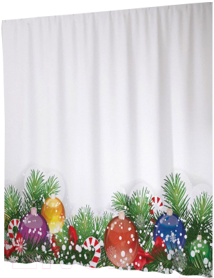 Шторка-занавеска для ванны JoyArty Заснеженные игрушки / sc_19401 - фото