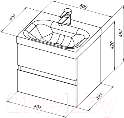 Тумба с умывальником Aquanet Беркли 50 / 259005