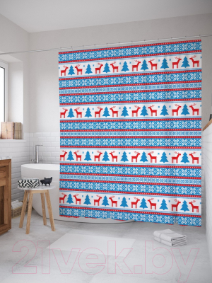 Шторка-занавеска для ванны JoyArty Зимние полосы / sc_20036