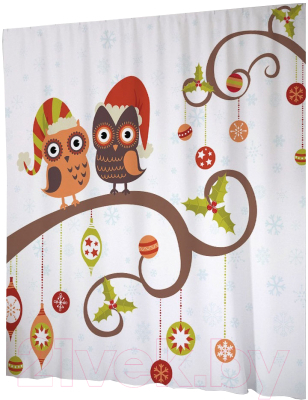 Шторка-занавеска для ванны JoyArty Совы удивились / sc_20041 - фото
