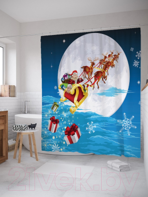 Шторка-занавеска для ванны JoyArty Санта спешит / sc_20274